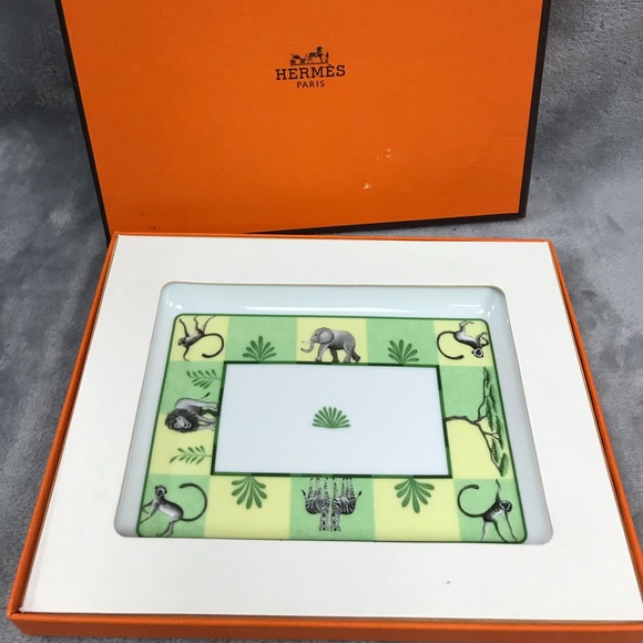 Hermes Other - Hermes Porcelain Plate Tray Africa Animal Green